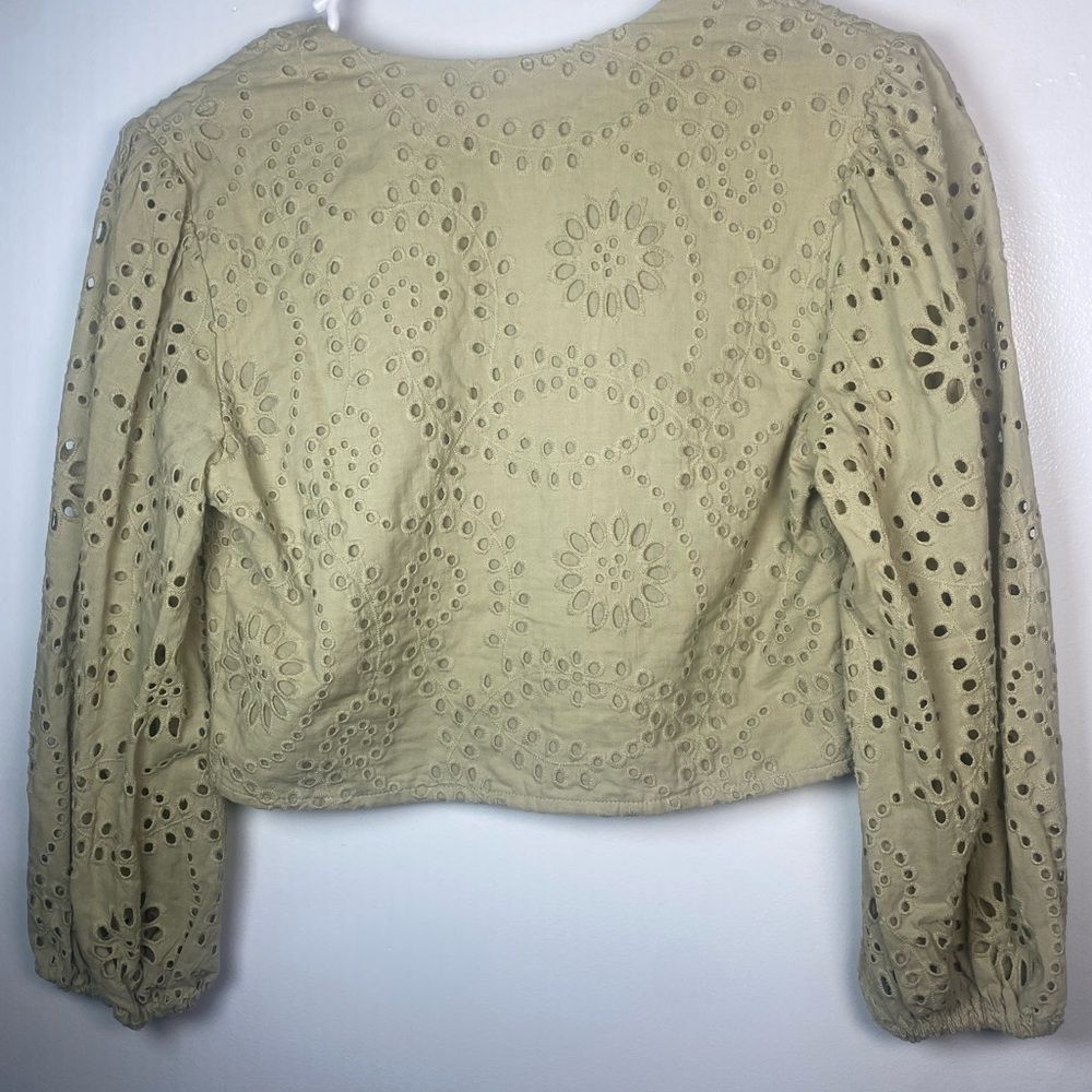 Express Women's Beige Eyelet Blouse - Picture 5 of 5